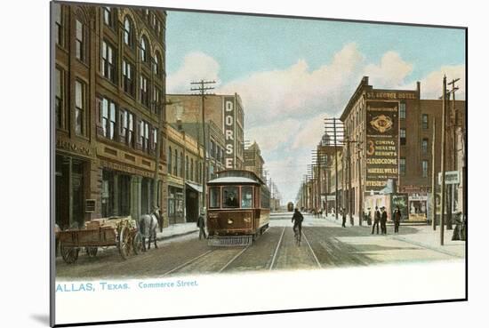 Trolley on Commerce Street, Dallas, Texas-null-Mounted Art Print