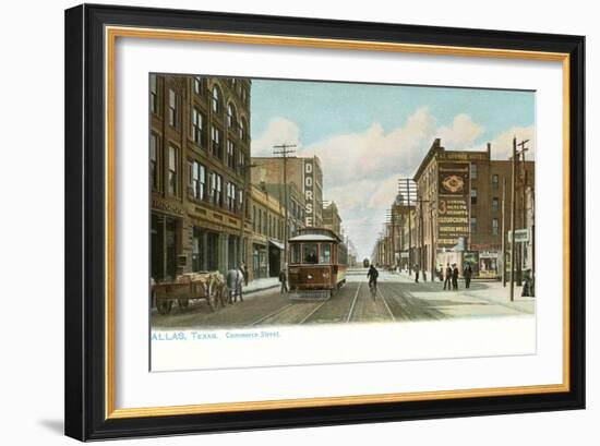 Trolley on Commerce Street, Dallas, Texas-null-Framed Art Print