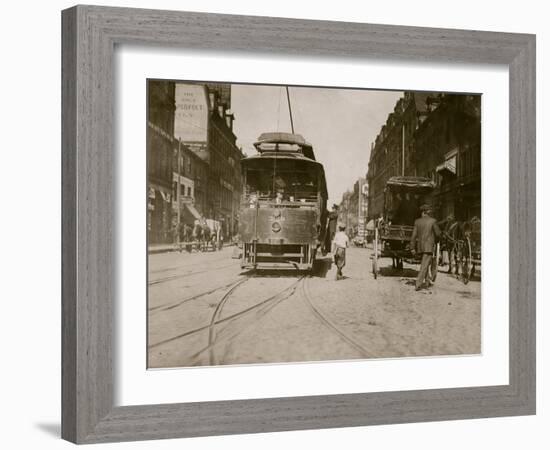 Trolleys and Cars-Lewis Wickes Hine-Framed Photo