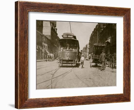 Trolleys and Cars-Lewis Wickes Hine-Framed Photo