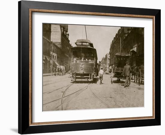 Trolleys and Cars-Lewis Wickes Hine-Framed Photo