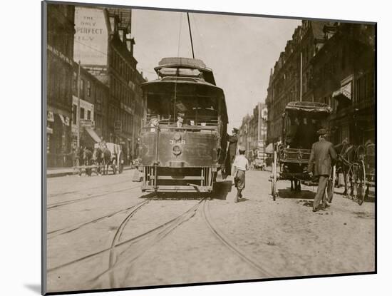 Trolleys and Cars-Lewis Wickes Hine-Mounted Photo