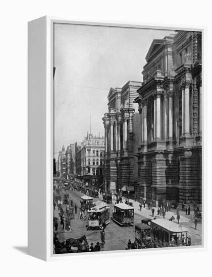 Trolleys Making their Way Along Randolph Street-null-Framed Premier Image Canvas