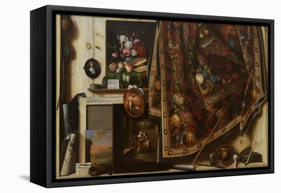 Trompe l'oeil. A Cabinet in the Artist's Studio, 1670-71-Cornelis Norbertus Gysbrechts-Framed Premier Image Canvas