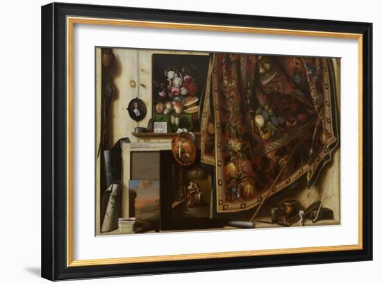 Trompe l'oeil. A Cabinet in the Artist's Studio, 1670-71-Cornelis Norbertus Gysbrechts-Framed Giclee Print