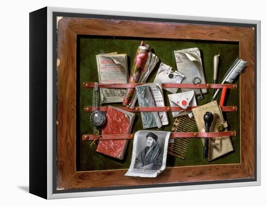 Trompe L'Oeil Letter Rack with a Print of an Old Man, 1703-Edwaert Colyer or Collier-Framed Premier Image Canvas