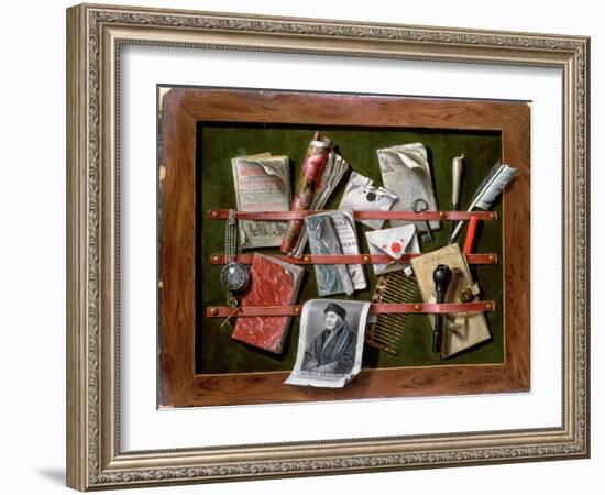 Trompe L'Oeil Letter Rack with a Print of an Old Man, 1703-Edwaert Colyer or Collier-Framed Giclee Print