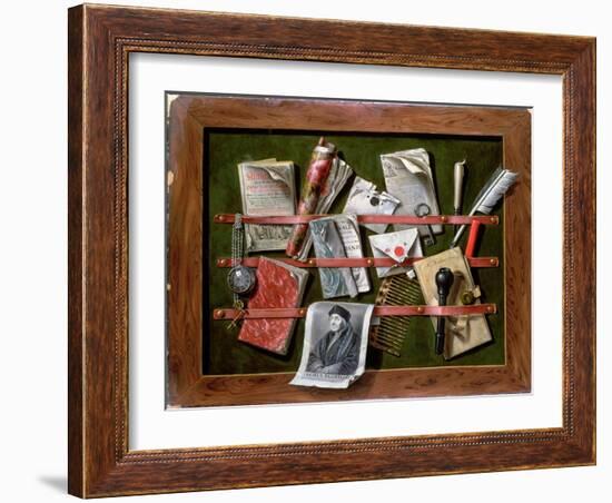 Trompe L'Oeil Letter Rack with a Print of an Old Man, 1703-Edwaert Colyer or Collier-Framed Giclee Print