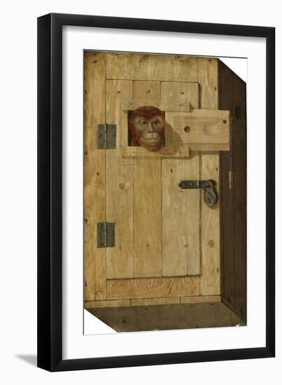 Trompe L'Oeil with a Monkey in a Wooden Box-Jòsef Trajtler-Framed Giclee Print