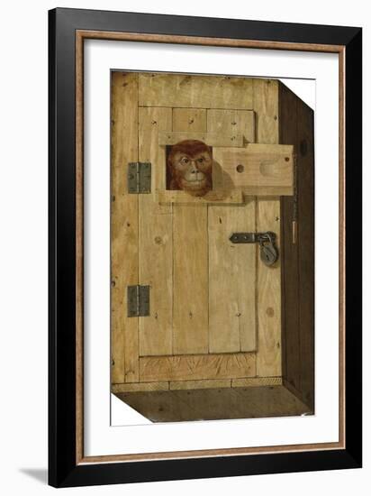 Trompe L'Oeil with a Monkey in a Wooden Box-Jòsef Trajtler-Framed Giclee Print