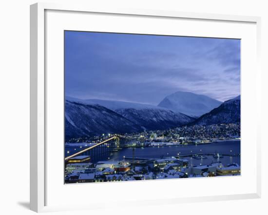 Tromso and its Bridge to the Mainland at Dusk, Arctic Norway, Scandinavia, Europe-Dominic Harcourt-webster-Framed Photographic Print