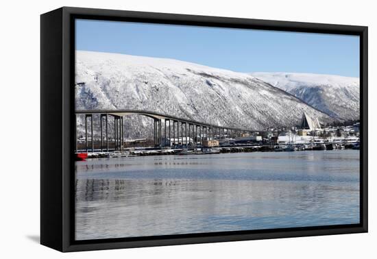 Tromso Bridge and the Cathedral of the Arctic in Tromsdalen, Troms, Norway, Scandinavia, Europe-David Lomax-Framed Premier Image Canvas