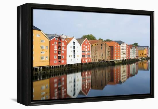 Trondheim, Norway, Old Warehouses Now Homes over the River-Bill Bachmann-Framed Premier Image Canvas