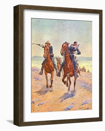 Troopers in Pursuit-Charles Shreyvogel-Framed Art Print