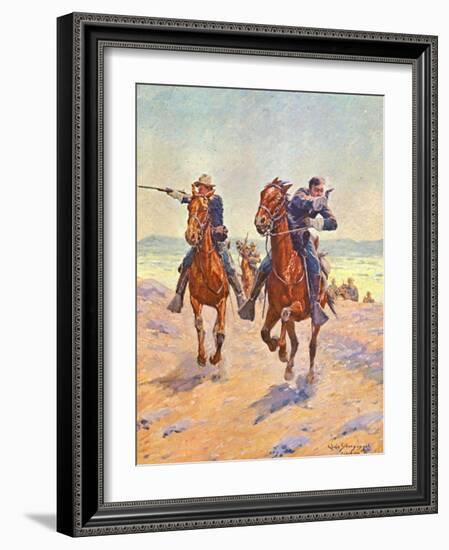 Troopers in Pursuit-Charles Shreyvogel-Framed Art Print