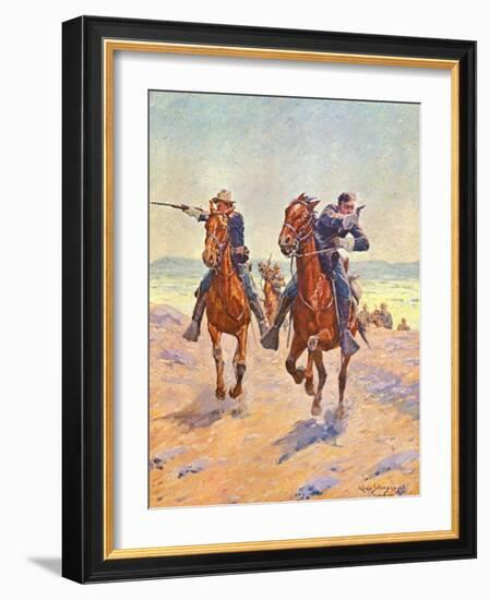 Troopers in Pursuit-Charles Shreyvogel-Framed Art Print