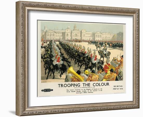 Trooping the Colour, Poster Advertising British Railways, c.1950-Christopher Clark-Framed Giclee Print