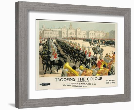 Trooping the Colour, Poster Advertising British Railways, c.1950-Christopher Clark-Framed Giclee Print