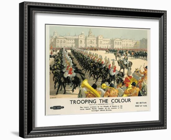 Trooping the Colour, Poster Advertising British Railways, c.1950-Christopher Clark-Framed Giclee Print