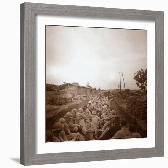 Troops in open train carriages, Genicourt, northern France, c1914-c1918-Unknown-Framed Photographic Print