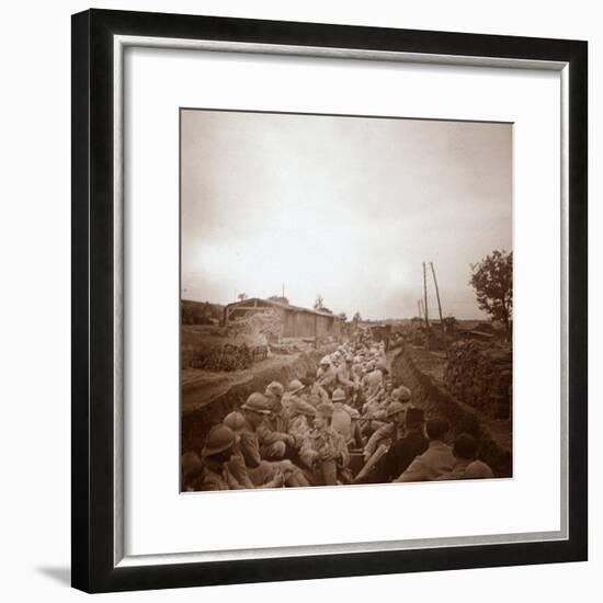 Troops in open train carriages, Genicourt, northern France, c1914-c1918-Unknown-Framed Photographic Print