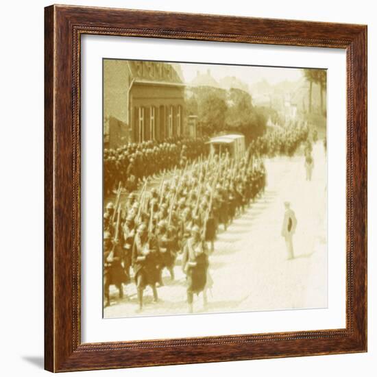 Troops marching, Alveringem, Flanders, Belgium, c1914-c1918-Unknown-Framed Photographic Print