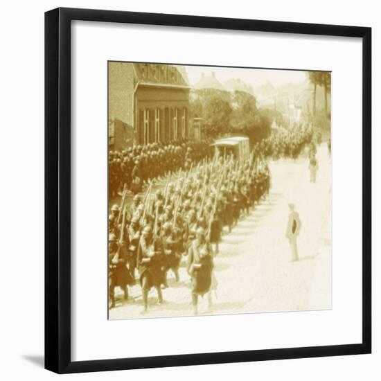 Troops marching, Alveringem, Flanders, Belgium, c1914-c1918-Unknown-Framed Photographic Print