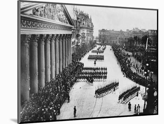 Troops Marching Down Avenida Alvear-null-Mounted Photographic Print