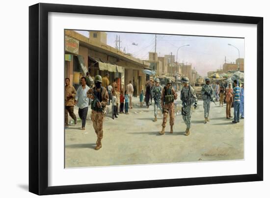 Troops Patrolling Market in Iraq-null-Framed Giclee Print