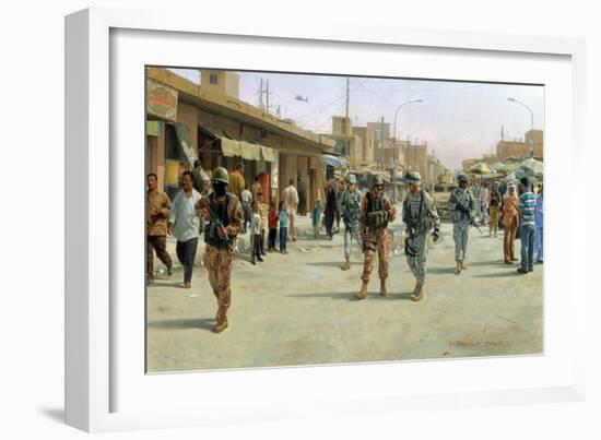 Troops Patrolling Market in Iraq-null-Framed Giclee Print