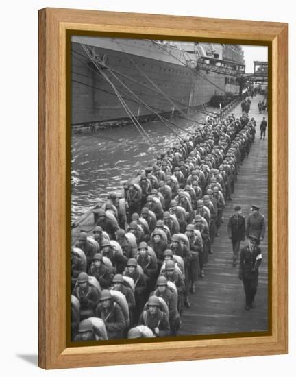 Troops Ready for D-Day Invasion of Normandy are Reviewed before Shipping Out, During WWII-Bob Landry-Framed Premier Image Canvas