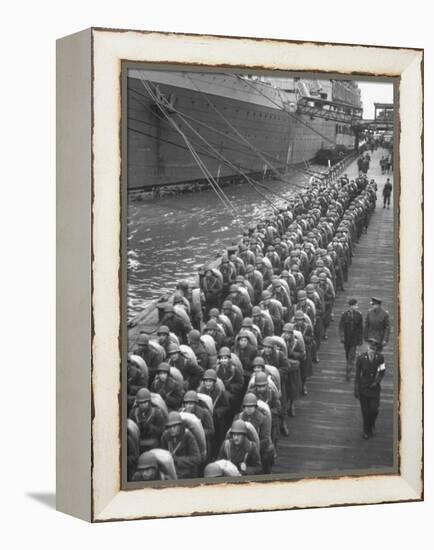 Troops Ready for D-Day Invasion of Normandy are Reviewed before Shipping Out, During WWII-Bob Landry-Framed Premier Image Canvas