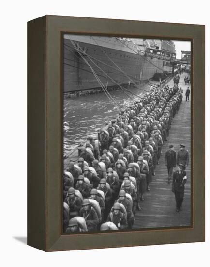 Troops Ready for D-Day Invasion of Normandy are Reviewed before Shipping Out, During WWII-Bob Landry-Framed Premier Image Canvas