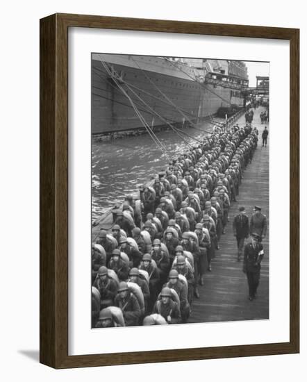 Troops Ready for D-Day Invasion of Normandy are Reviewed before Shipping Out, During WWII-Bob Landry-Framed Photographic Print