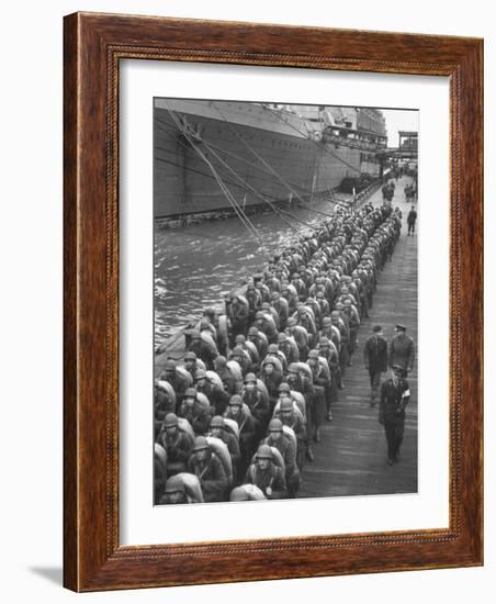 Troops Ready for D-Day Invasion of Normandy are Reviewed before Shipping Out, During WWII-Bob Landry-Framed Photographic Print