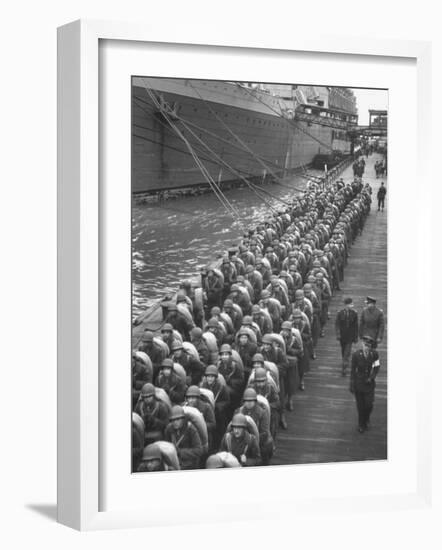 Troops Ready for D-Day Invasion of Normandy are Reviewed before Shipping Out, During WWII-Bob Landry-Framed Photographic Print