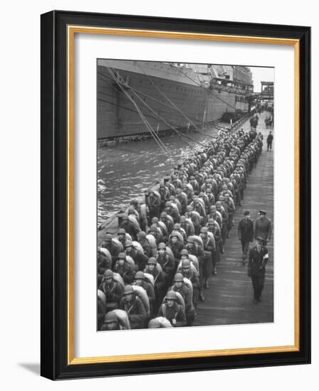 Troops Ready for D-Day Invasion of Normandy are Reviewed before Shipping Out, During WWII-Bob Landry-Framed Photographic Print