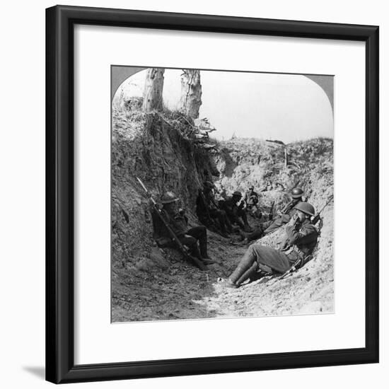 Troops Waiting in a Trench Near Arras, France, World War I, C1914-C1918-null-Framed Photographic Print