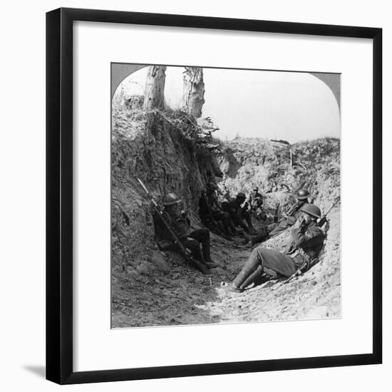 Troops Waiting in a Trench Near Arras, France, World War I, C1914-C1918-null-Framed Photographic Print