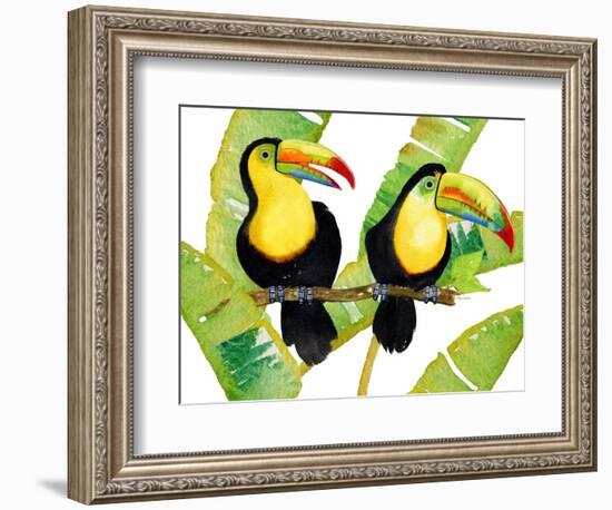 Tropcial Toucan Pair-Mary Escobedo-Framed Art Print