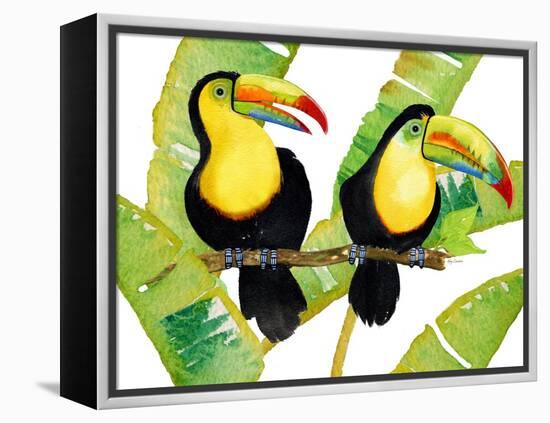 Tropcial Toucan Pair-Mary Escobedo-Framed Stretched Canvas