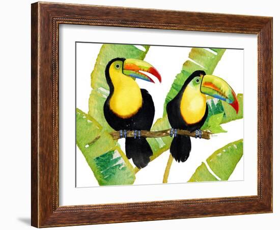 Tropcial Toucan Pair-Mary Escobedo-Framed Art Print