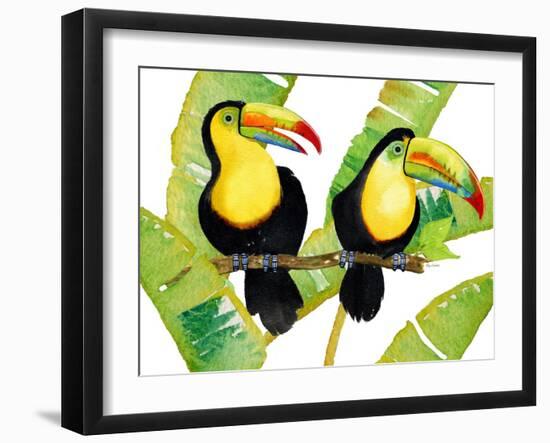 Tropcial Toucan Pair-Mary Escobedo-Framed Art Print