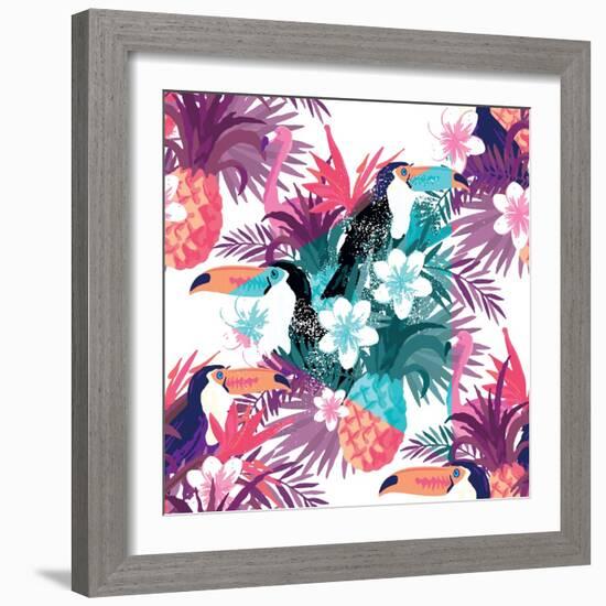 Tropical Abstract Vector. Seamless Illustration-James Thew-Framed Art Print