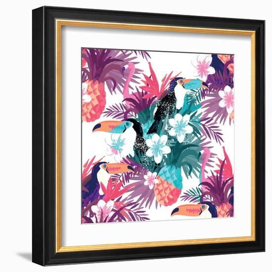 Tropical Abstract Vector. Seamless Illustration-James Thew-Framed Art Print