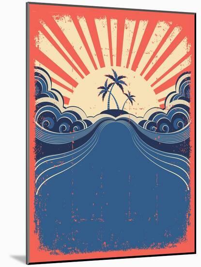 Tropical Background With Palms On Grunge Poster-GeraKTV-Mounted Art Print