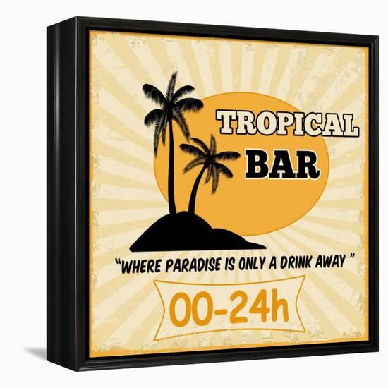 Tropical Bar Vintage Poster-radubalint-Framed Stretched Canvas