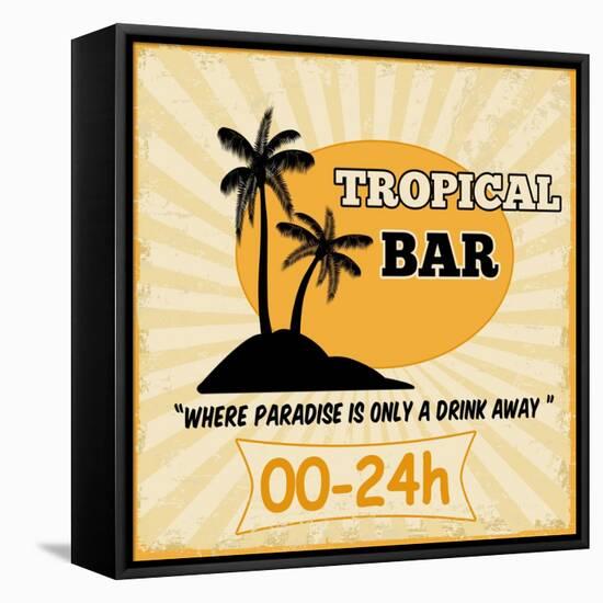 Tropical Bar Vintage Poster-radubalint-Framed Stretched Canvas