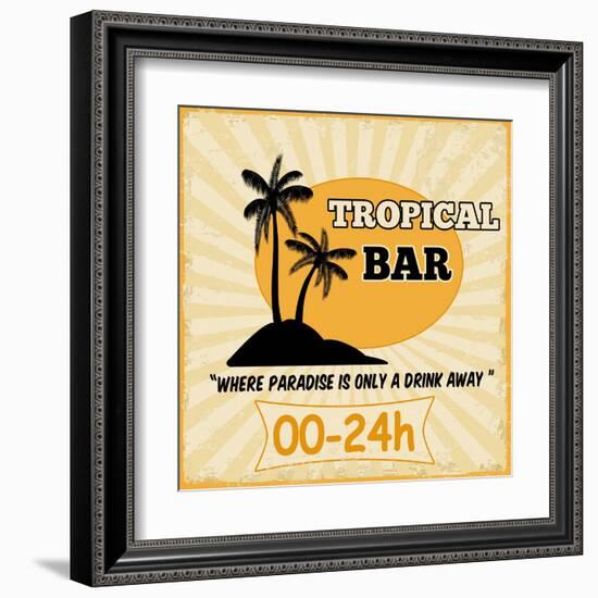 Tropical Bar Vintage Poster-radubalint-Framed Art Print