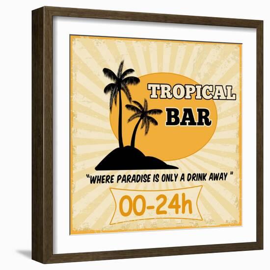 Tropical Bar Vintage Poster-radubalint-Framed Art Print